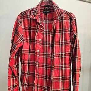 Banana Republic Untucked Fit Red-Jack Button-Up Shirt (Argyle/Tartan Style)